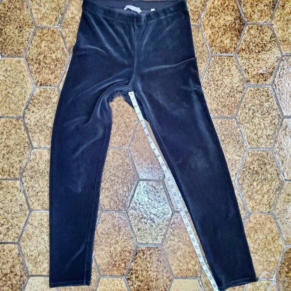 Vince Ribbed Stretch Leggings WOMENS Casual Pants Black Velour Lounge Comfy SZ M - Picture 9 of 10